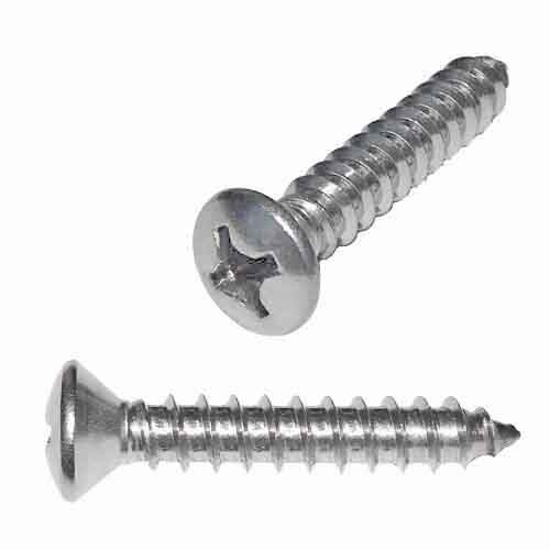 OPTS14212S #14 X 2-1/2" Oval Head, Phillips, Tapping Screw, Type A, 18-8 Stainless